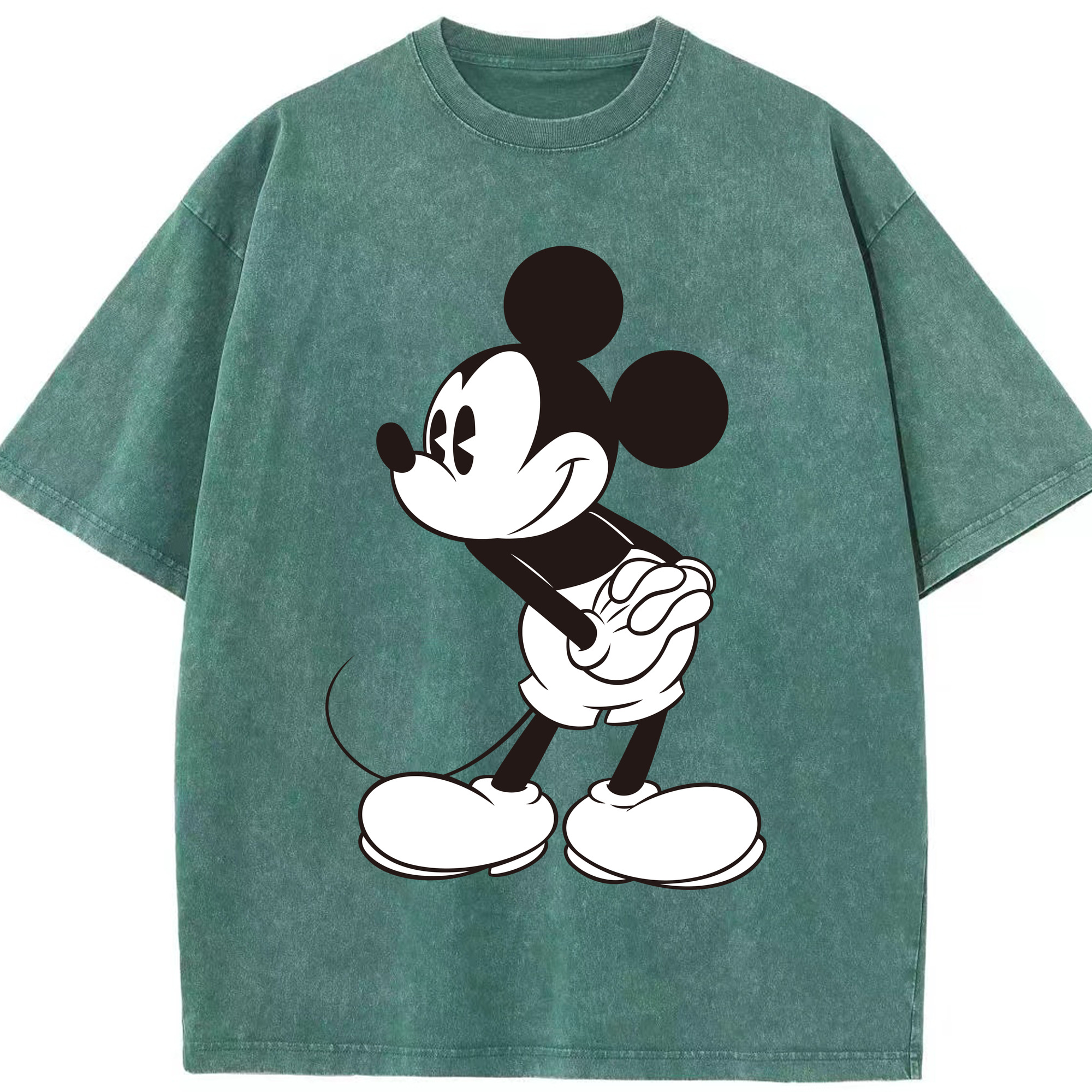 （画像用） ミッキーマウス Mickey Mouse 綿100% ヴィンテージ風 半袖Tシャツ（フロントプリント）
